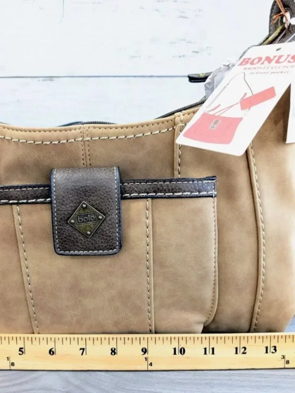 Brown hobo crossbody bag with wristlet by Bolo NWT